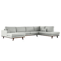 WOHNLANDSCHAFT mit Longchair - Buchefarben/Grau, Textil (371/81/219cm) - home24