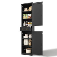 GESCHIRRSCHRANK 170 cm MDF Schwarz mit 2 Türen und verstellbaren Böden - Schwarz, Holzwerkstoff (30/170/40cm) - Korfee