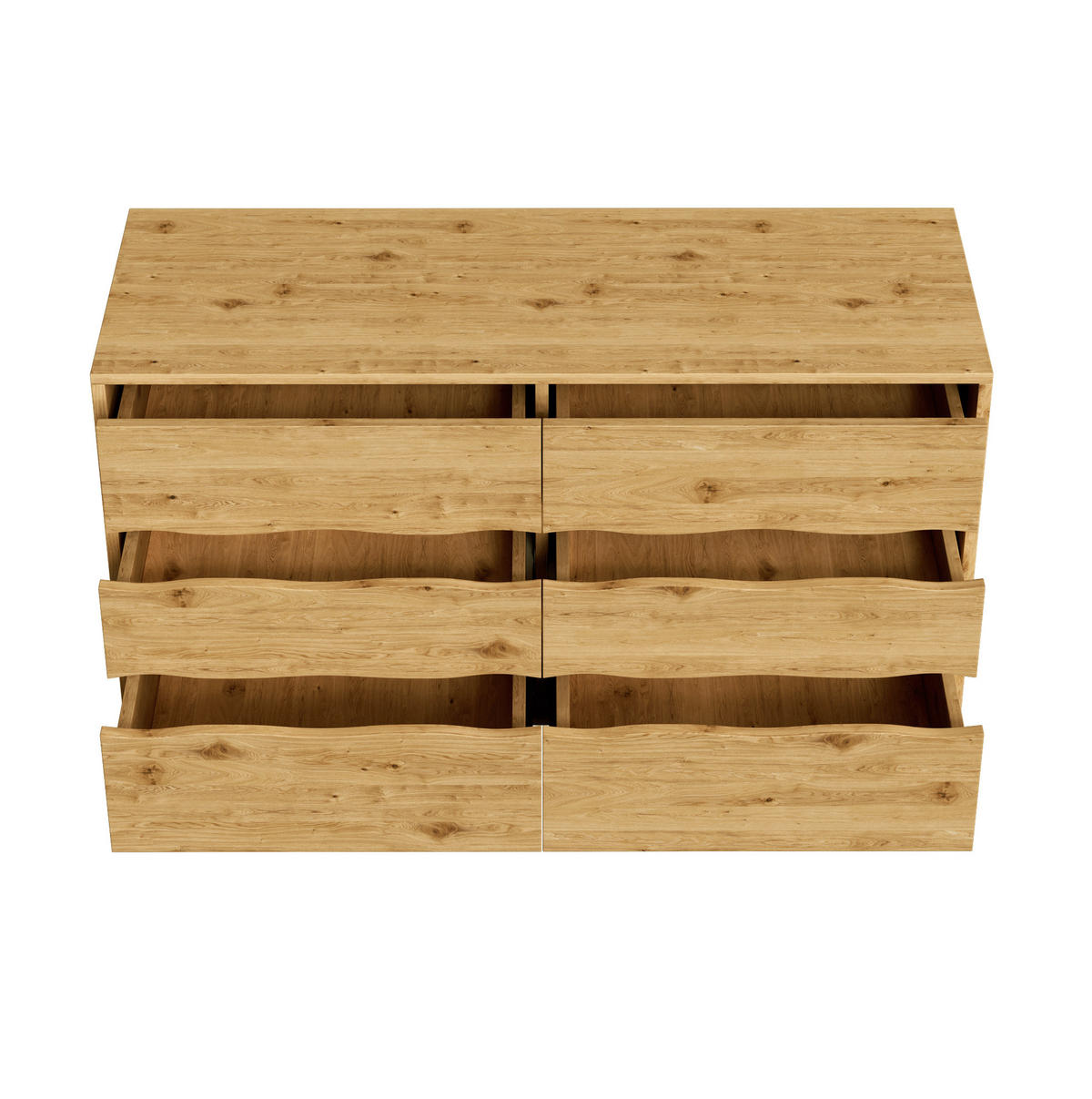 SIDEBOARD mit 6 Schubladen 120/40/75,5 cm in Holzoptik mit Metallfüßen - Naturfarben, Holzwerkstoff (120/75.5/40cm) - BEAOK