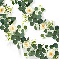 BLUMENGIRLANDE 2-teiliges Set 1,8 m Eukalyptus mit weißen Rosen - Multicolor, Kunststoff (1cm)