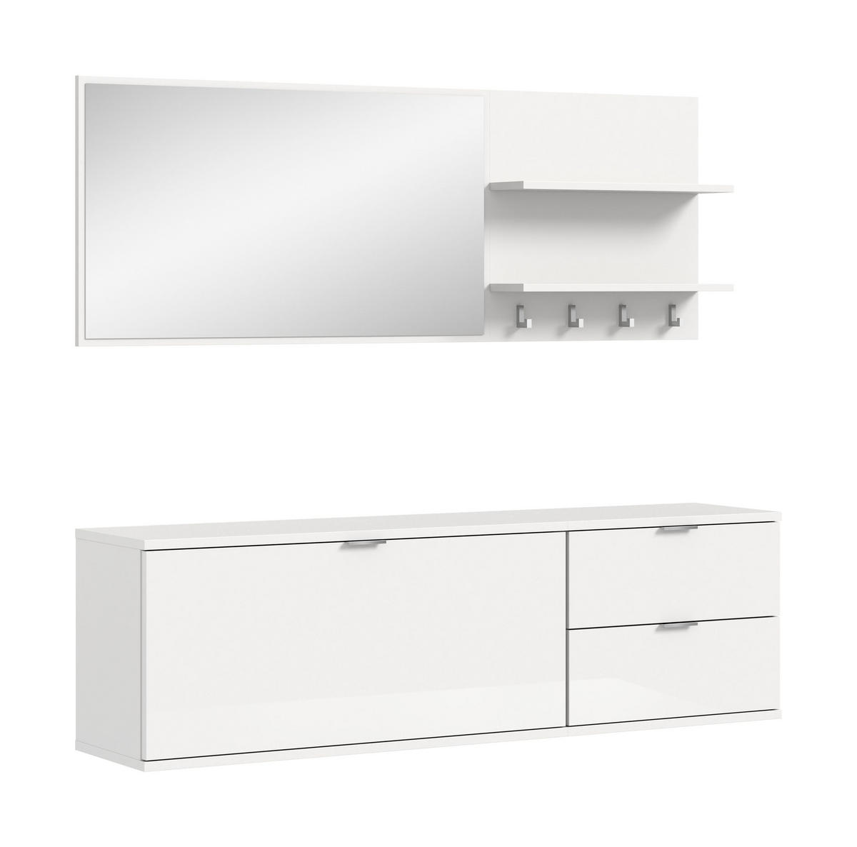 GARDEROBE Systemmöbel Projekt X 4tlg. Kombination , ca.144x191x37 cm - Weiß, Holzwerkstoff (144/191/37cm)