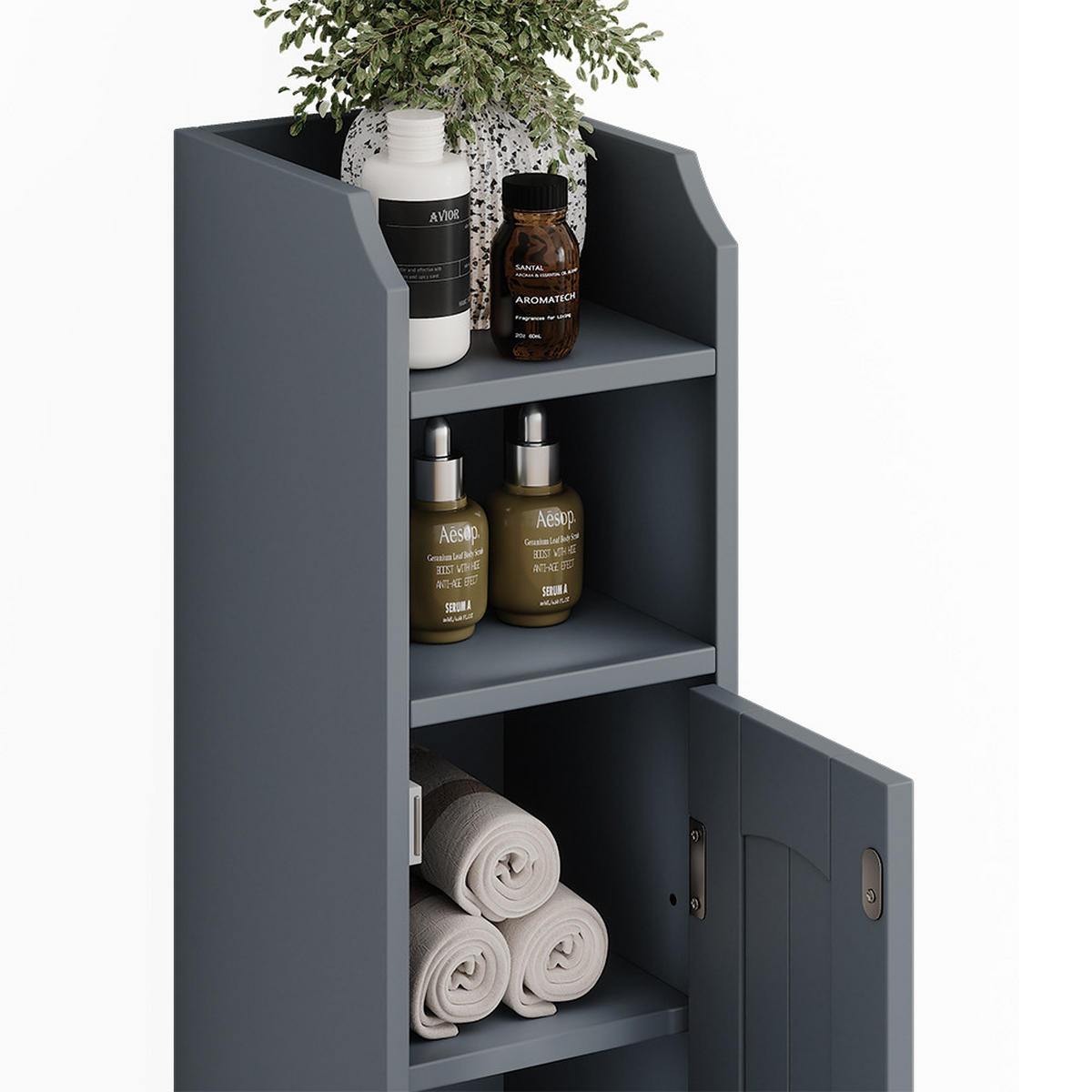 MIDISCHRANK Bianco Grau 18 x 81 cm mit 5 Fächern - Grau, Holzwerkstoff (18/81/20cm) - Vicco