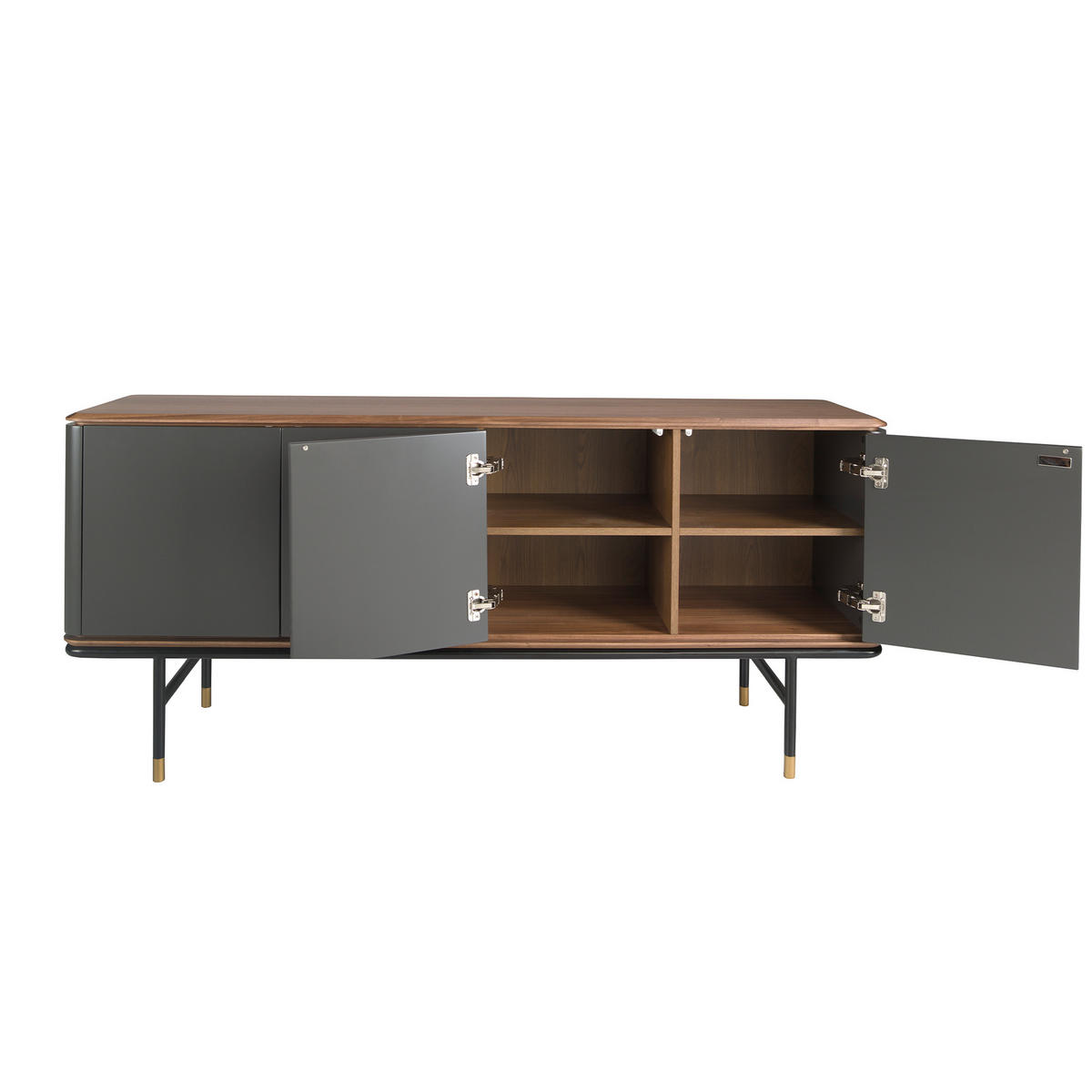 SIDEBOARD Rechteckig Dunkelgrau Walnuss Gold 180/45/79 - Dunkelgrau, Holzwerkstoff (180/79/45cm) - ANGEL CERDA