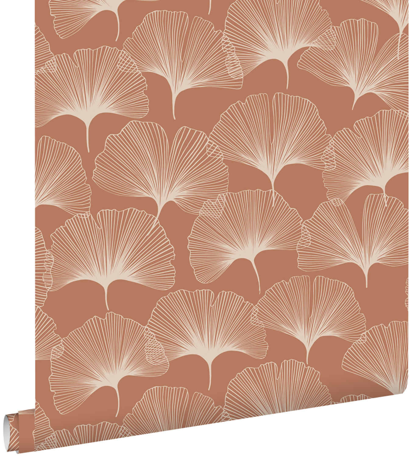TAPETE Ginkgoblätter 53 cm x 10.05 m - Terracotta, Papier (53/1000cm) - ESTAhome