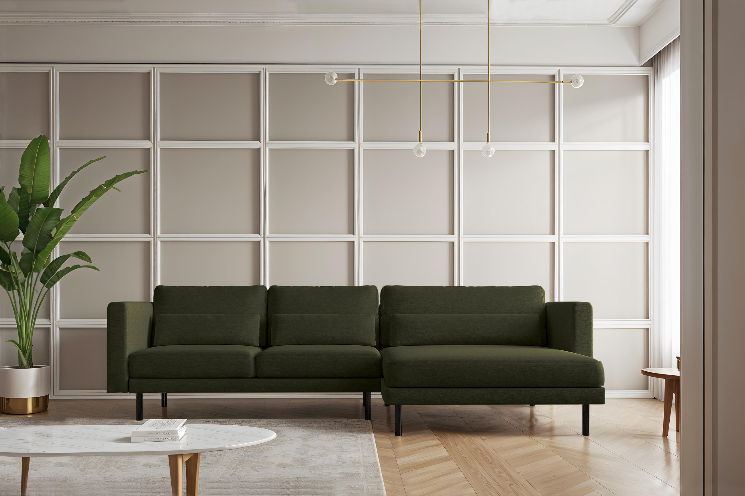 ECKSOFA L-form Dani Stoff Verita Dunkelgrün Rechts - Dunkelgrün, Holz (281/174cm) - Kaiser Möbel