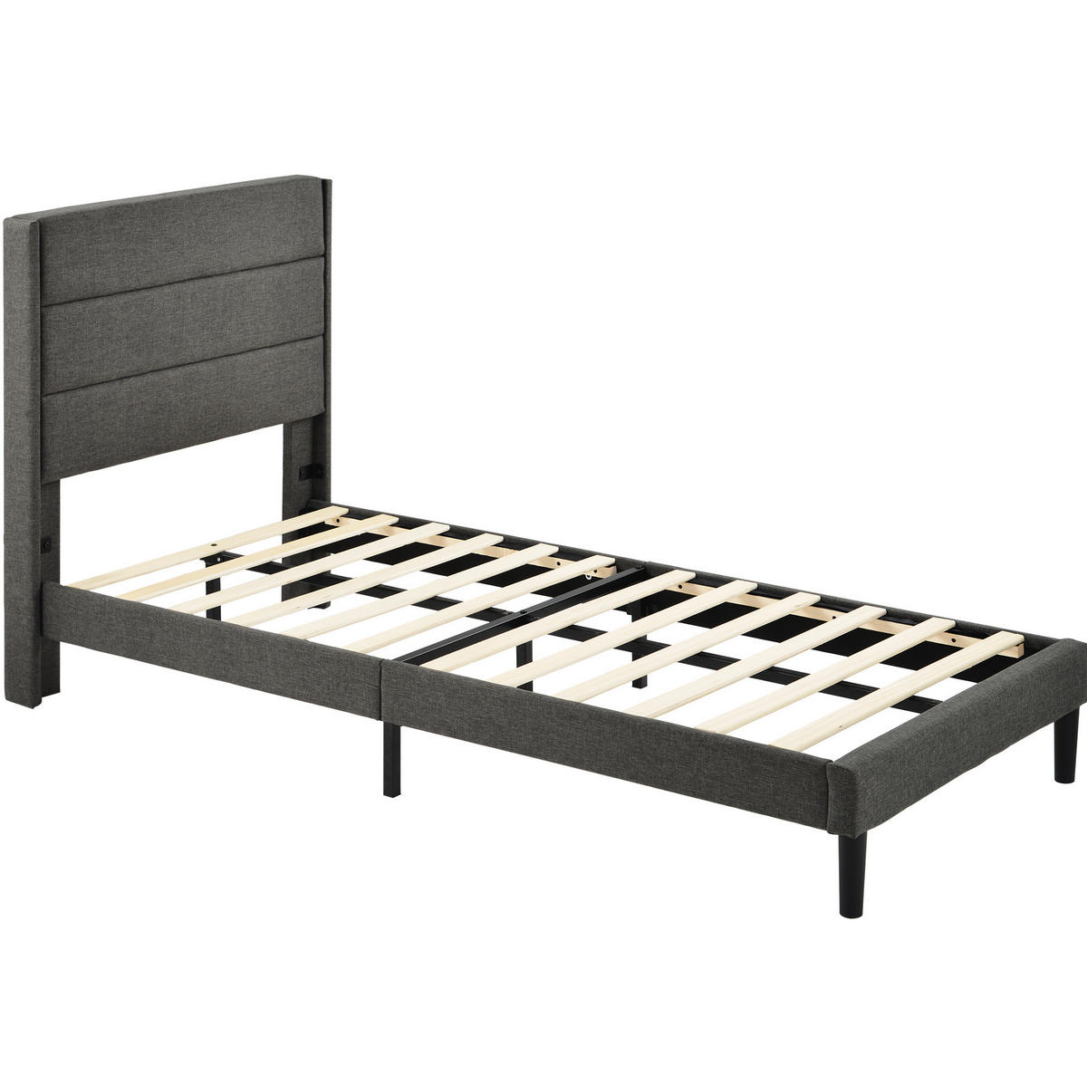 POLSTERBETT mit Matratze 90x200 cm Leinen Dunkelgrau - Dunkelgrau, Metall (90/200cm) - Meubliv