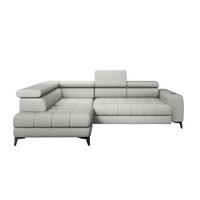 ECKSOFA BAGGIO Letto Stoff, Schlaffunktion, Bettkasten, Sitztiefe, Kopfstützen 280x196cm – Links – Esche - Silberfarben, Holz/Textil (196/280cm) - DomoHome