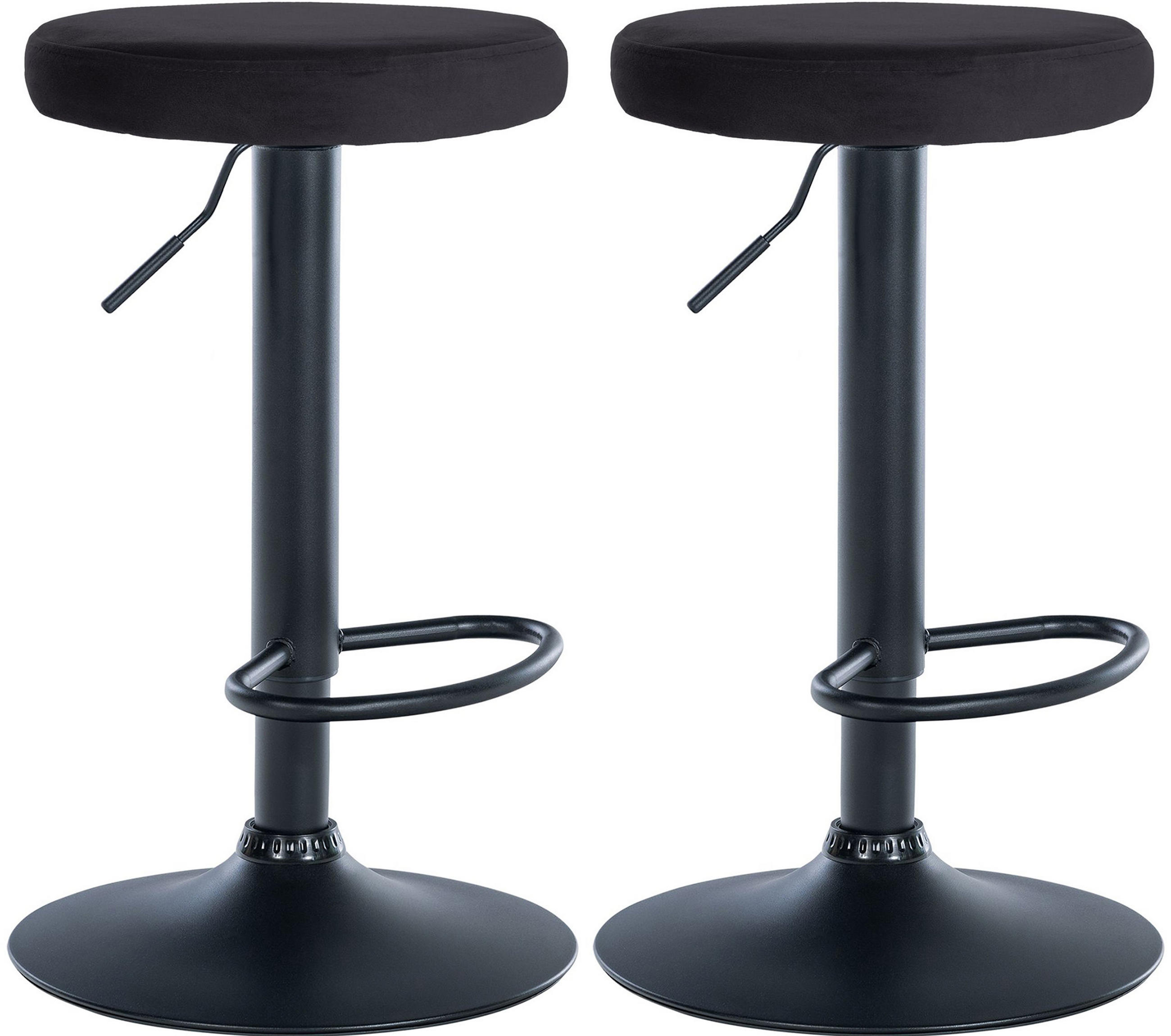 BARHOCKER 2er Set Pontius Samt schwarz schwarz - Schwarz, Textil/Metall (38.5/81/38.5cm) - TPFLiving
