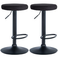 BARHOCKER 2er Set Pontius Samt schwarz schwarz - Schwarz, Textil/Metall (38.5/81/38.5cm) - TPFLiving