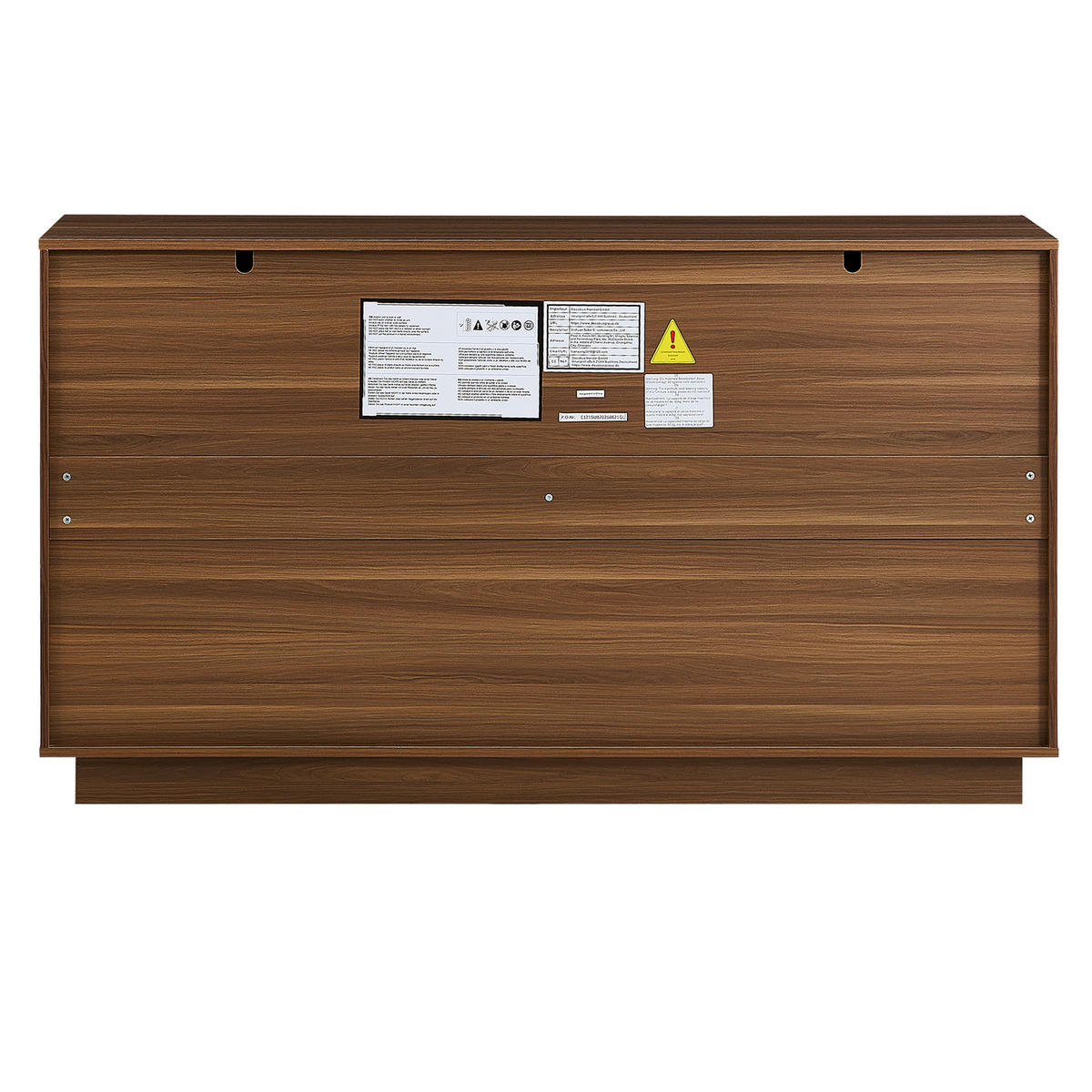 SIDEBOARD 2 Schubladen, 4 Türen, braune Holzoptik & schwarze Türen Viel Stauraum für Wohnzimmer, Esszimmer & Küche - Walnussfarben, Holzwerkstoff (150/85/40cm) - Urban Meuble