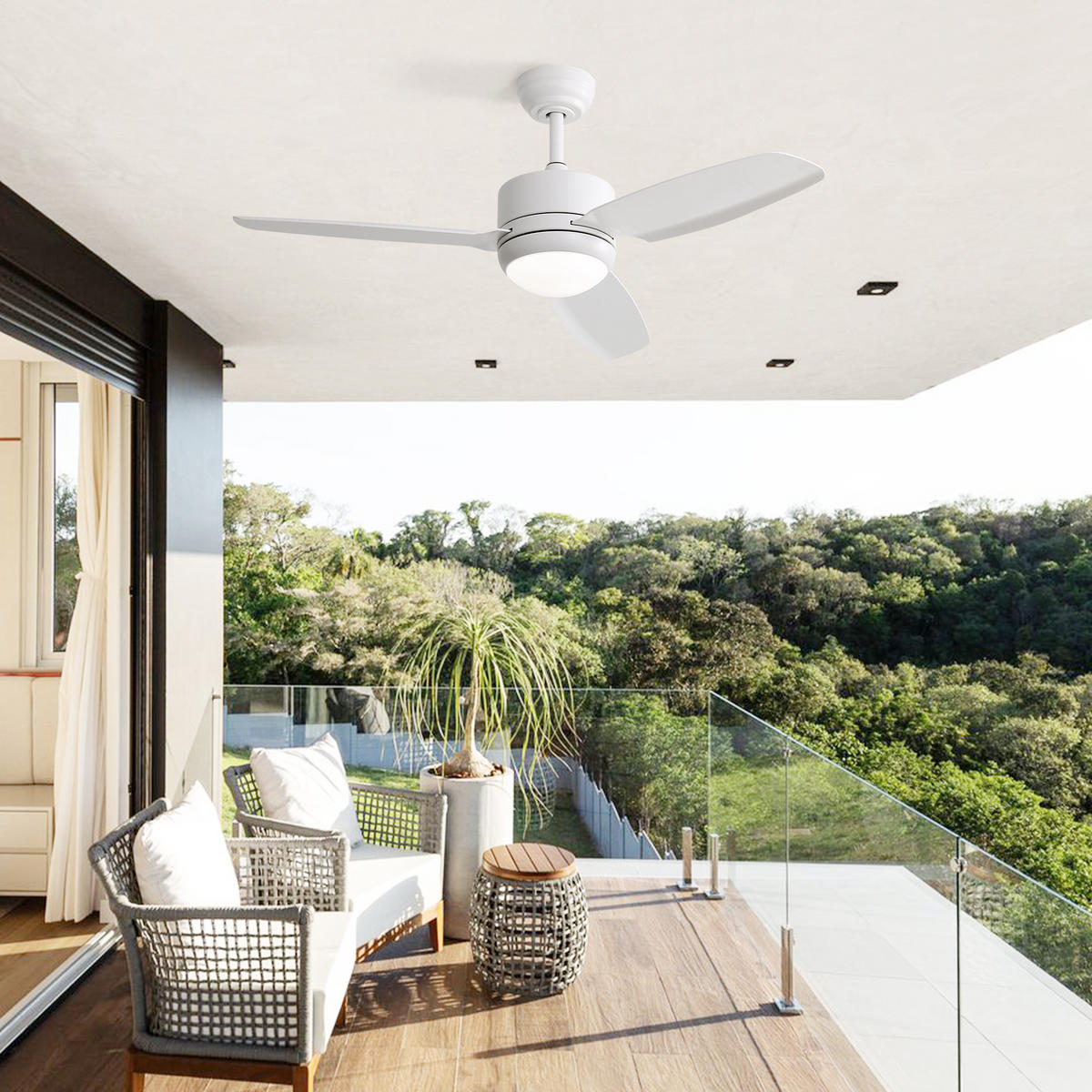 DECKENVENTILATOR 46Zoll Weiß LED Licht ABS Flügel DC Motor - Weiß, Kunststoff (116.8/116.8/54cm) - CASIVA