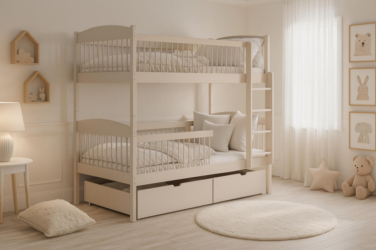 ETAGENBETT LUNEA 90/200 in Cashmere - Beige, Holz/Holzwerkstoff (90/200cm) - Deine Möbel 24
