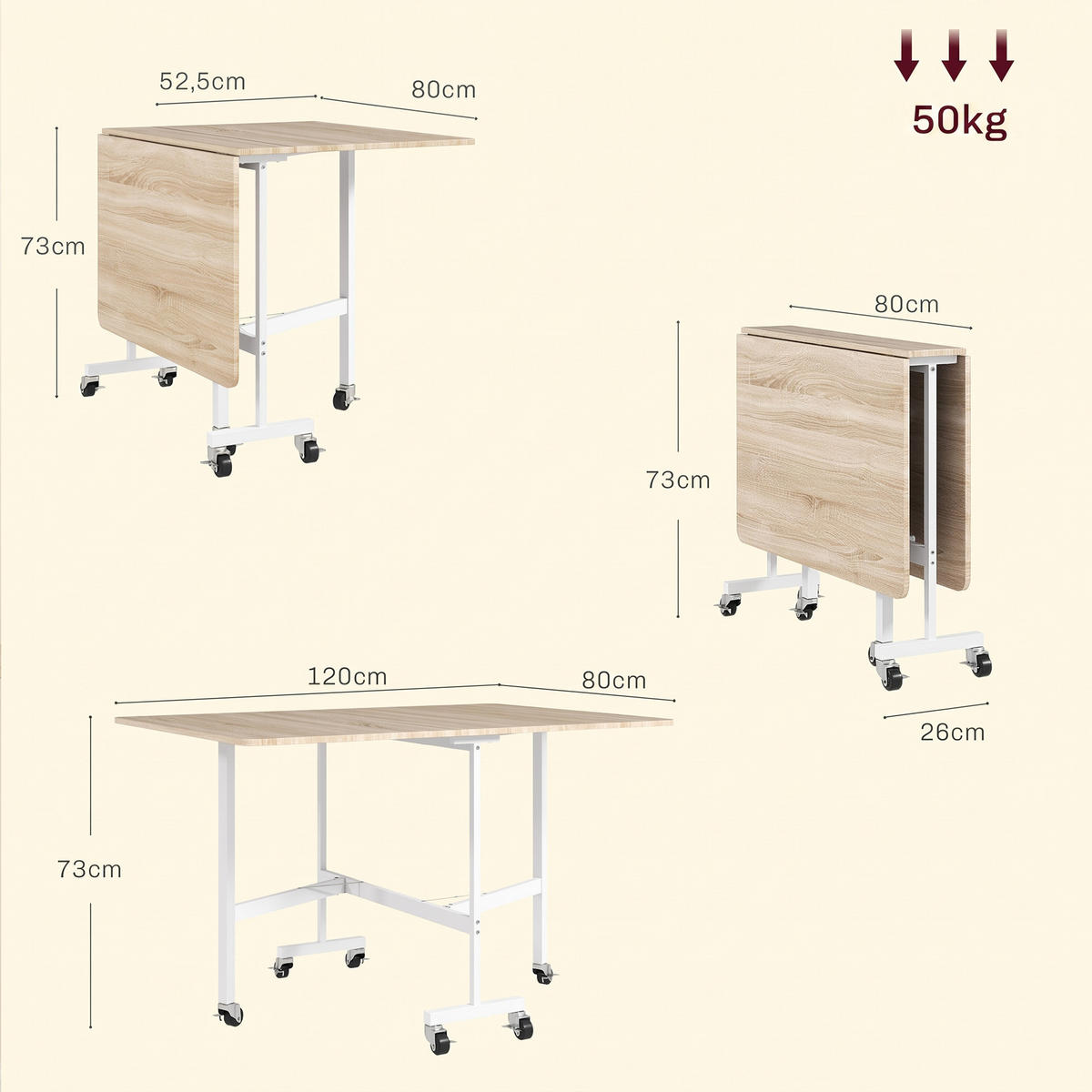 ESSTISCH Eichefarben 120.0/80.0/73.0cm - Eichefarben, Holzwerkstoff (120/80/73cm)