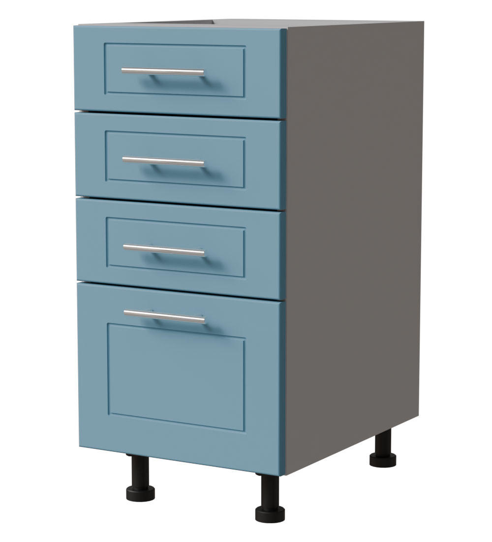 SCHUBLADENUNTERSCHRANK Bari D4/40 Grau / RAL 5024 pastellblau 40 / 50 / 82cm Blum Teilauszug - Blau/Grau, Holz/Holzwerkstoff (40/82/50cm) - Feldmann-Wohnen