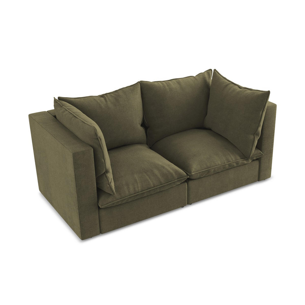 2-SITZER SOFA Strukturstoff Grün - Schwarz/Olivgrün, Holzwerkstoff/Kunststoff (180/77/90cm) - LaMiaSofa