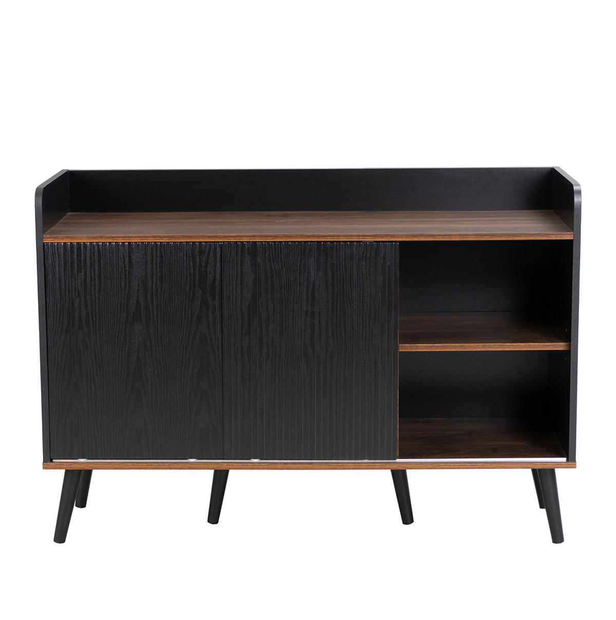 SIDEBOARD 117,5/40/80 cm aus Holzwerkstoff mit Schiebetüren und 3 Schubladen Schwarz/Holzfarben - Schwarz, Holzwerkstoff (117/80/40cm) - Modenvie