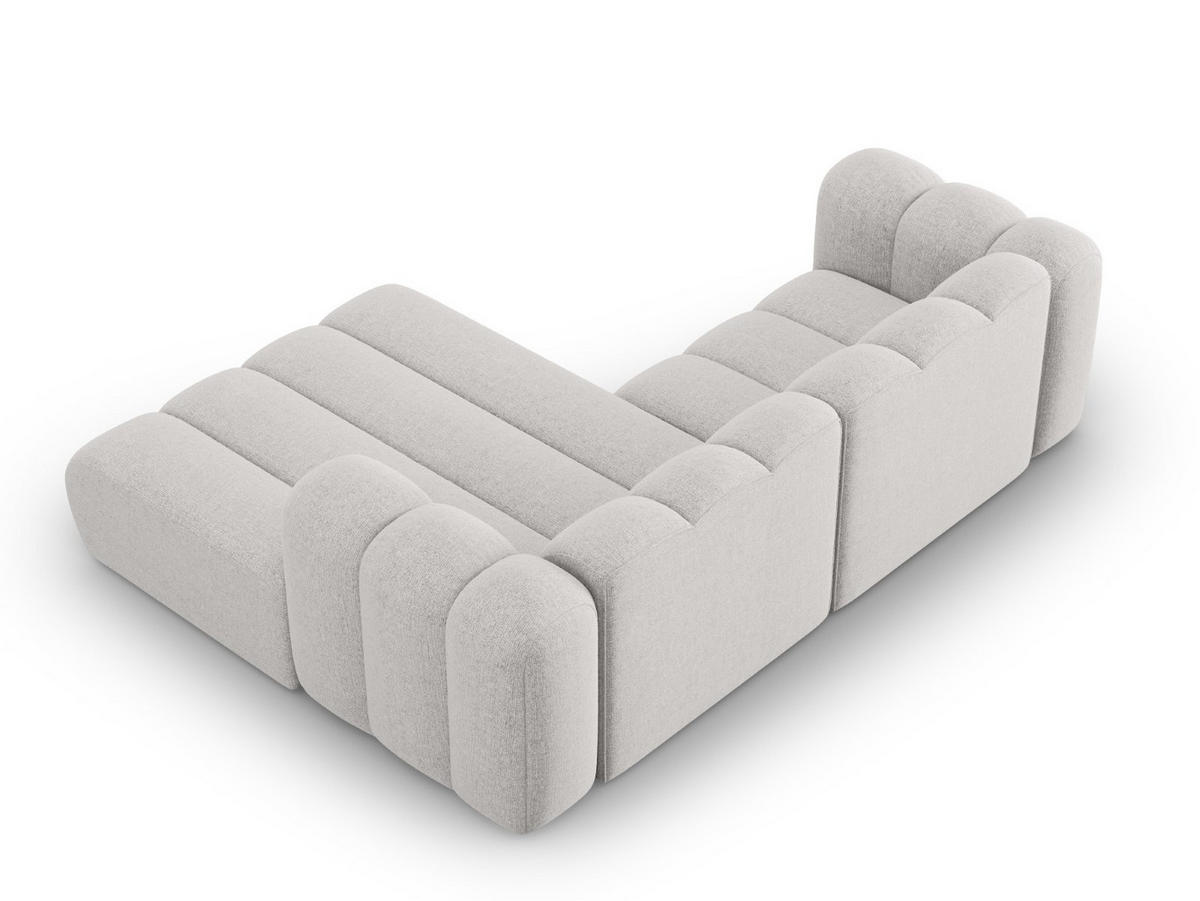 ECKSOFA modular rechts Lupine aus Chenille-Stoff hellgrau 3 Sitzplätze - Hellgrau, Textil (177/230cm) - Micadoni
