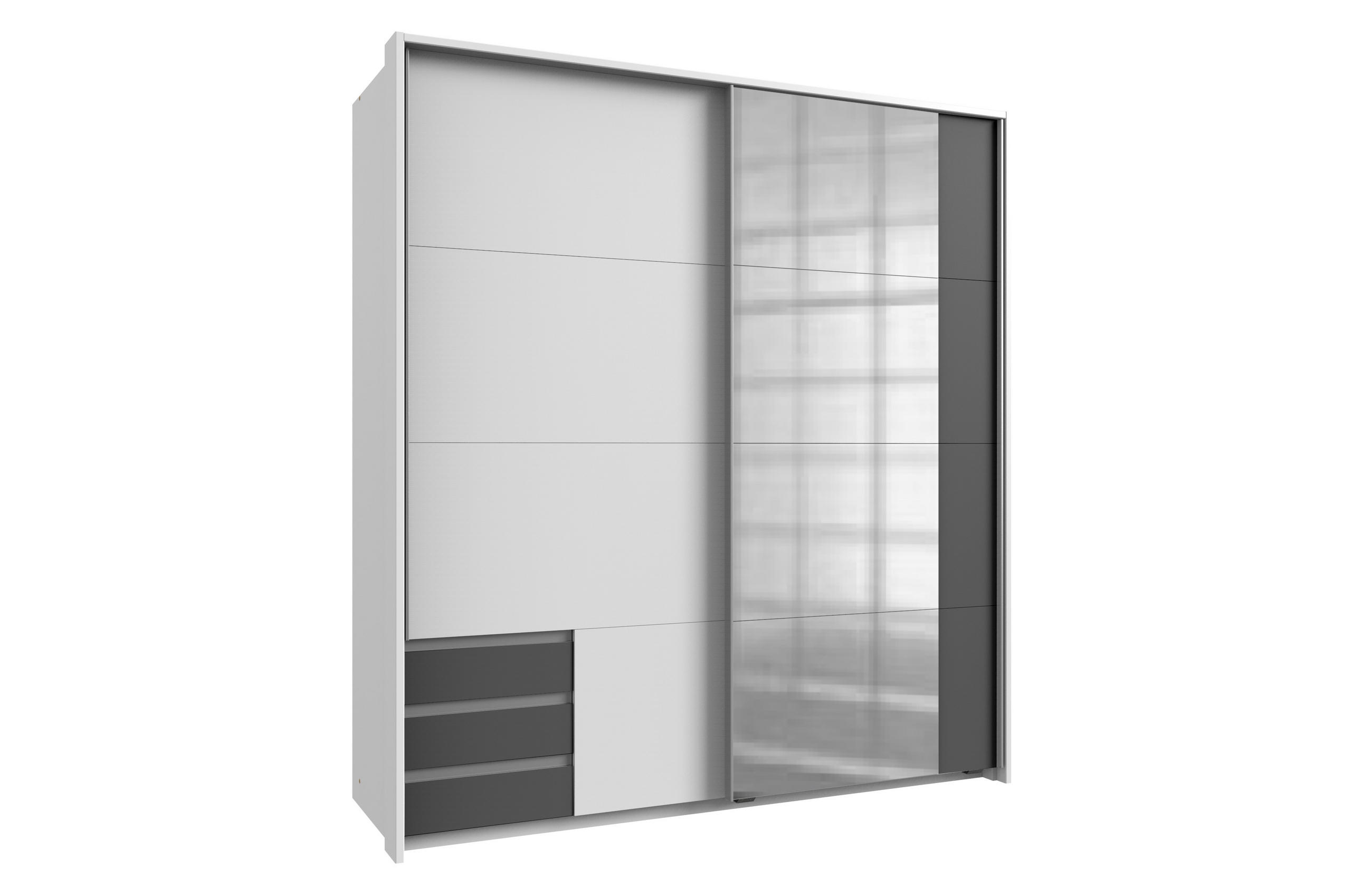 PASSEPARTOUTRAHMEN Emden in Weiß mit Graphit - zu Schwebetürenschrank für Schrankbreite 179cm - Weiß, Holzwerkstoff (183/200/12cm)