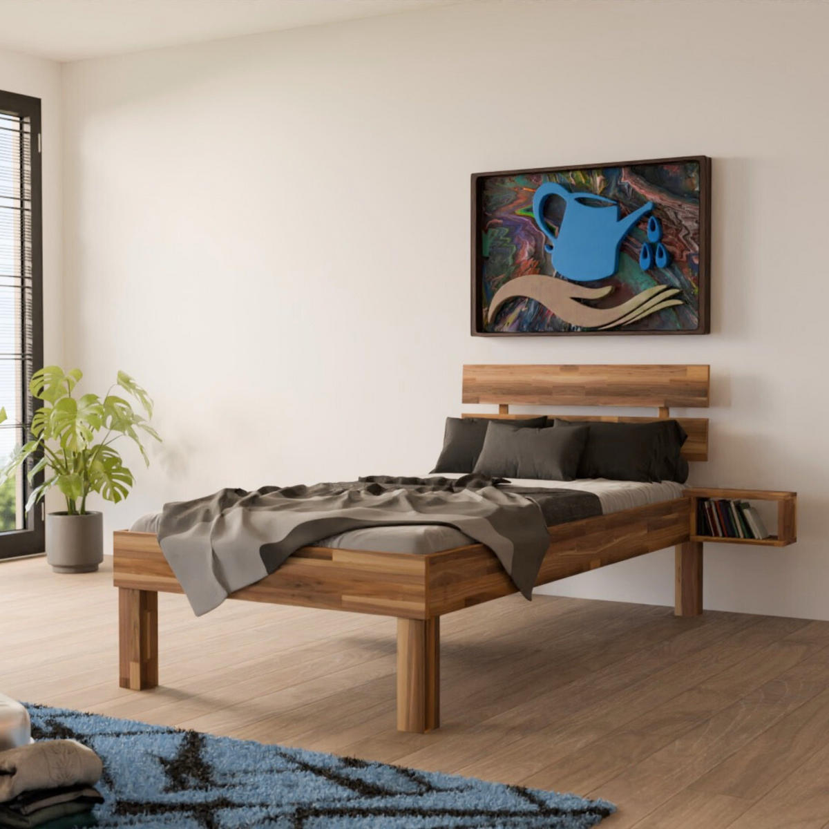 KOMFORTBETT 120/200 cm aus Nussbaum - Braun, Holz (120/200cm) - MeinMassivholz