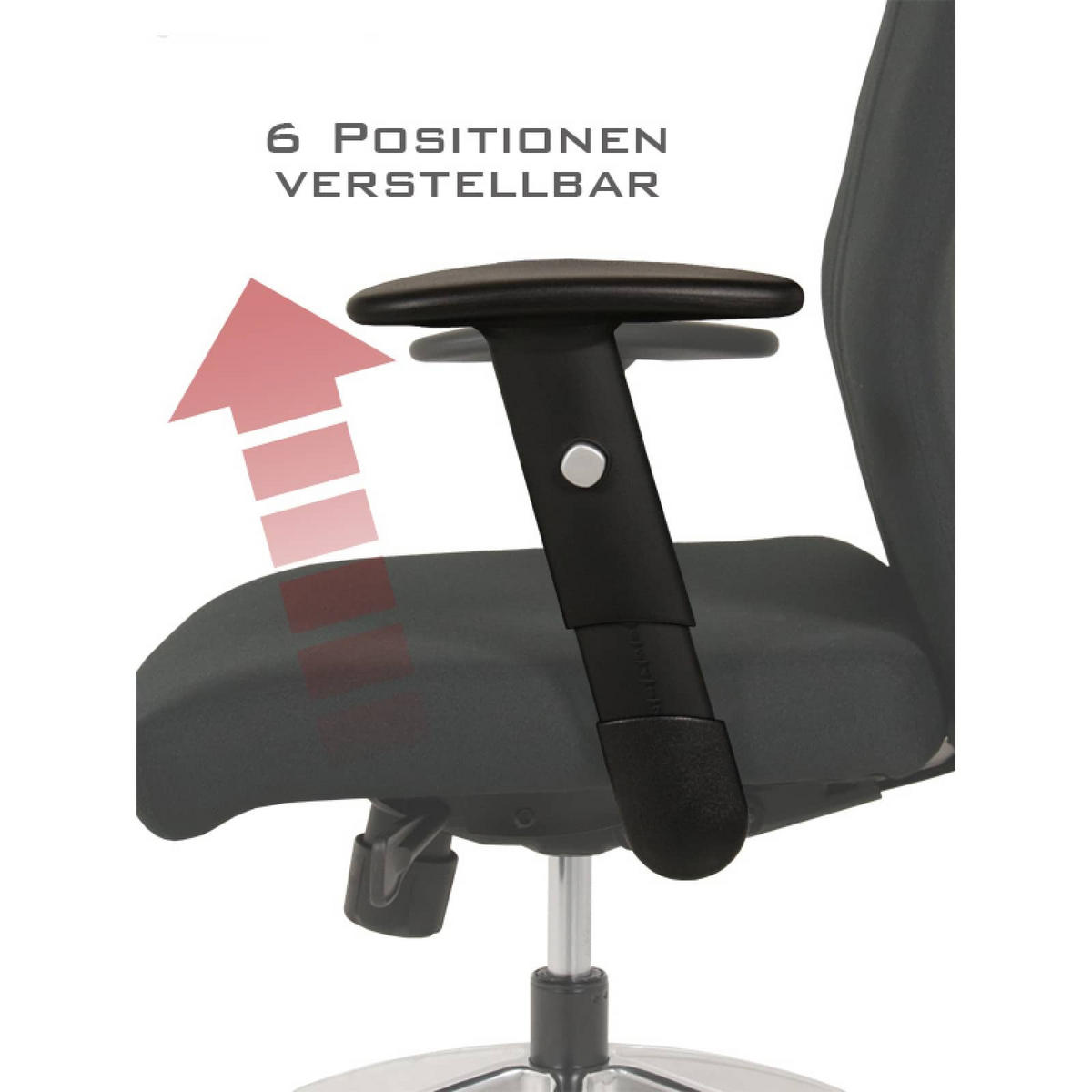 CHEFSESSEL Black-Line Stoff Schwarz - ergonomisch, 150 kg belastbar, Sitzhöhe 42-54cm - Schwarz, Kunststoff/Textil (68/115/60cm) - Versee