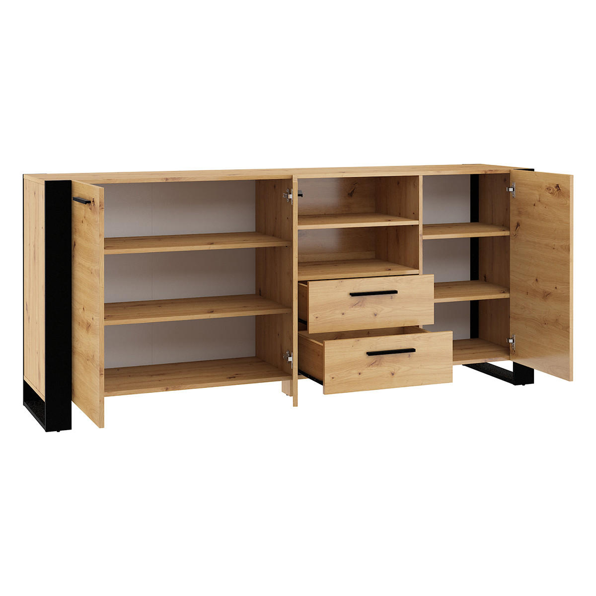 SIDEBOARD Nouka Holz und Schwarz - Schwarz, Holzwerkstoff (197/87/45cm) - Petits-meubles