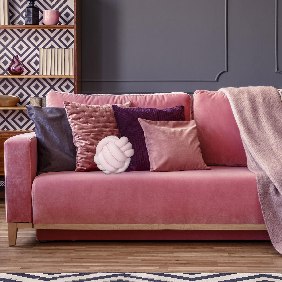 KUDDE Rosa knut 25 cm - Rosa, Textil/Plast (25/25cm) - Relaxdays