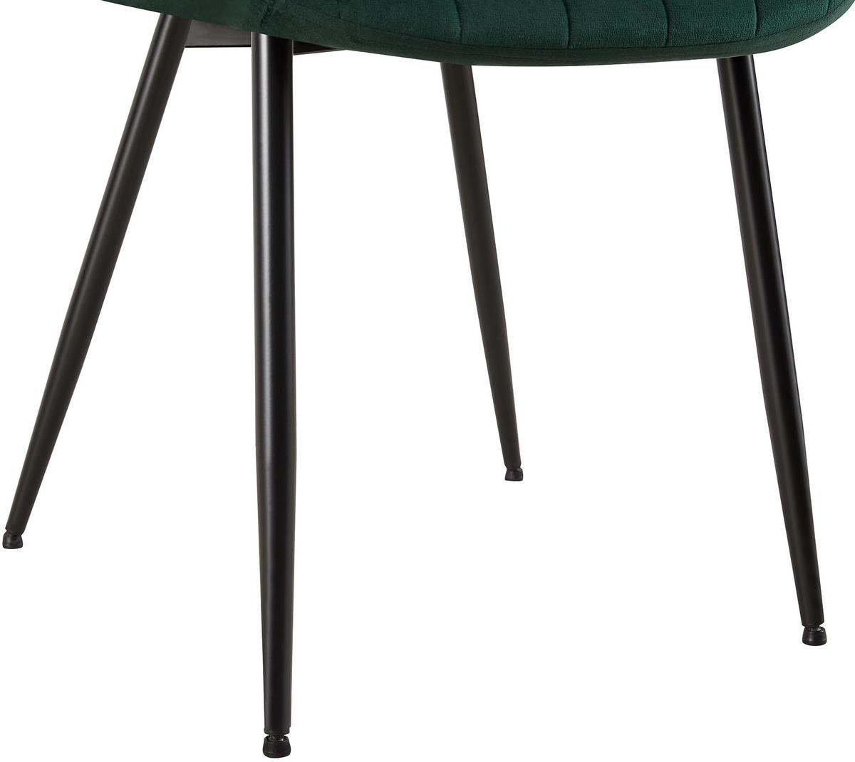 STUHL 2er Set Samt grün - Schwarz/Grün, Textil/Metall (46/82/61cm) - CLP