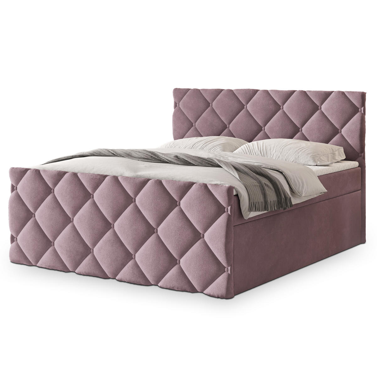 POSTEL BOXSPRING ROVARI 160x200 cm, s matrací a úložným prostorem, starorůžová - starorůžová, kompozitní dřevo/textil (160/200cm) - MASSENO