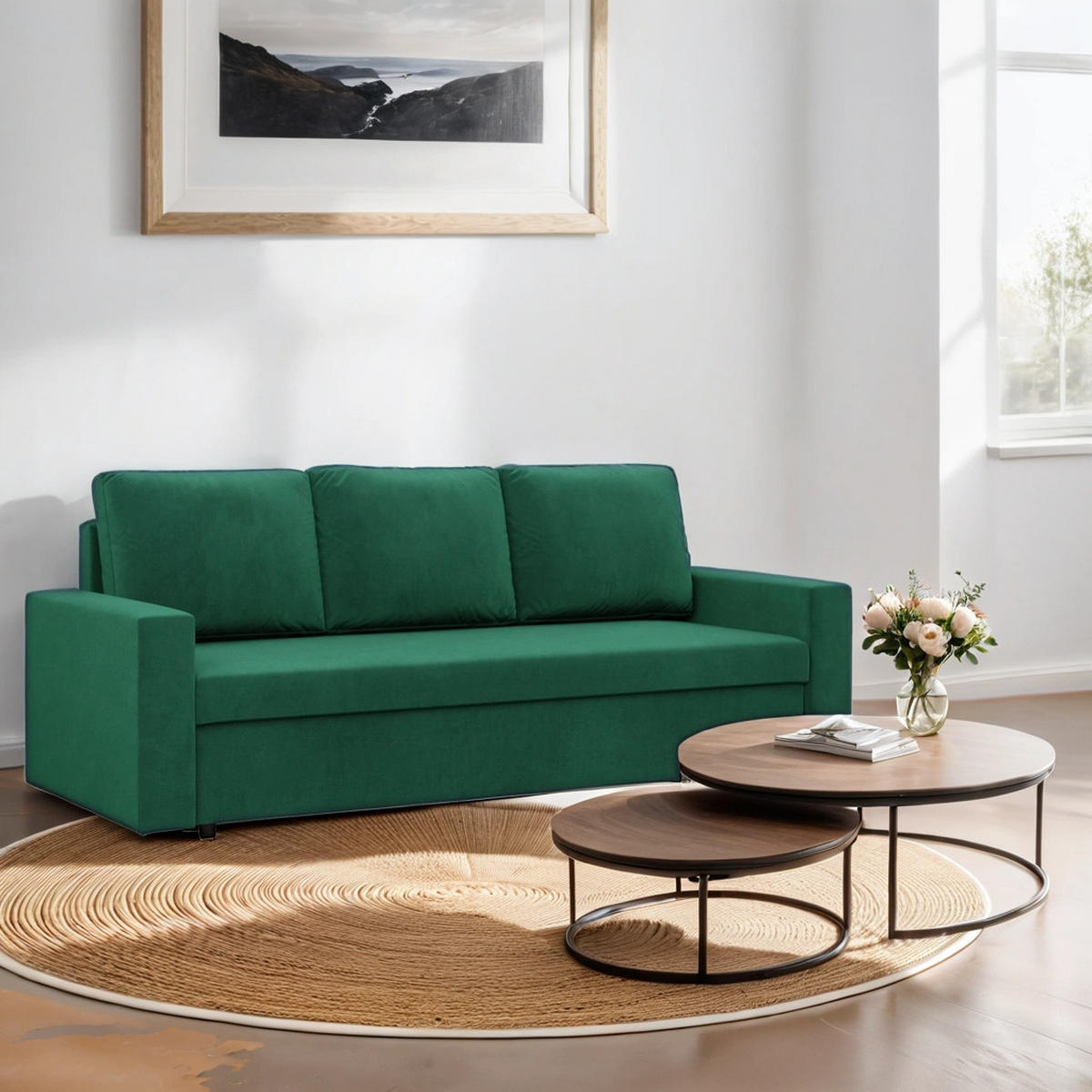 SOFA Neo mit gerader Armlehnen grün - Grün, Textil (220/92/92cm) - SIMKAM Furniture