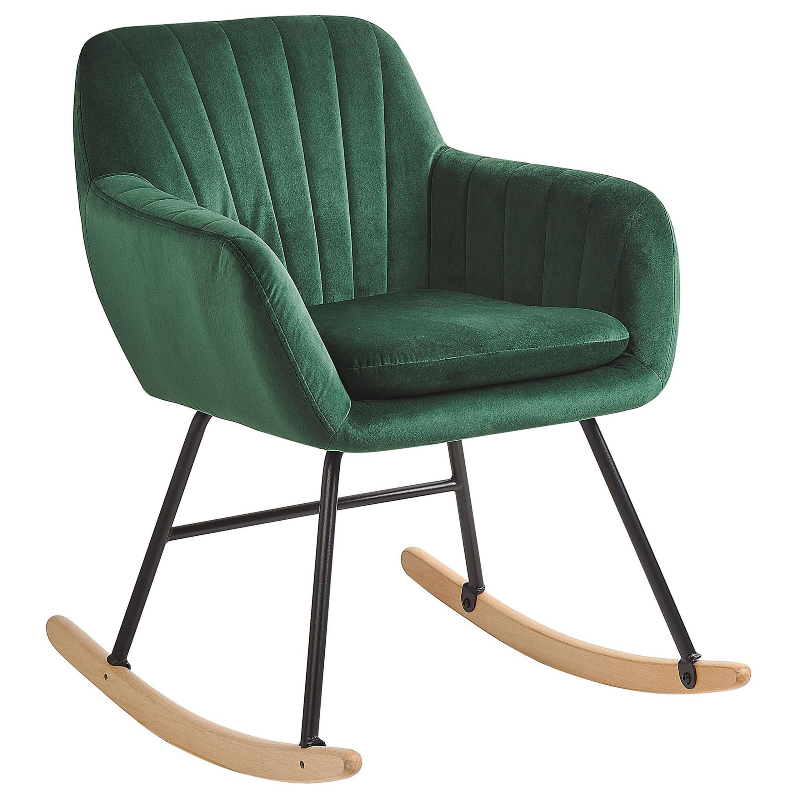 SCHAUKELSTUHL Samtstoff Grün Liarum - Grün, Holz/Textil (60/82/74cm) - Beliani