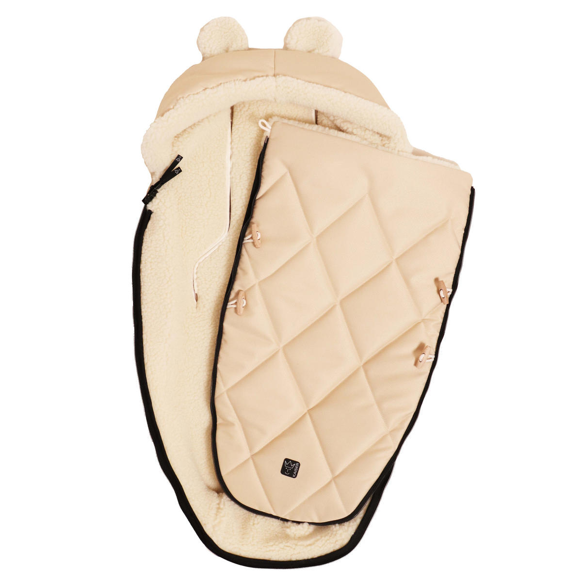 KINDERWAGENFUSSSACK XL EARS WOOL, marzipan - Beige, Naturmaterialien (43/93cm) - Kaiserbaby