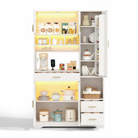 KÜCHENSCHRANK Buffetschrank, SCHEUNENSTIL MIT LED BELEUCHTUNG, Steckdosen, Glastüren, MDF, Vintage, 105/40/185 cm - Weiß, Kunststoff (40/185/105cm) - Rolipo