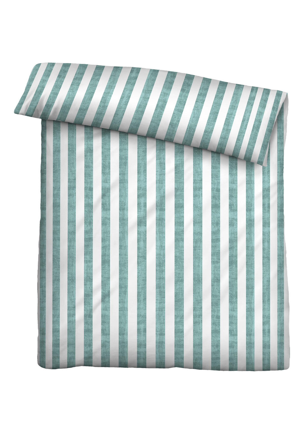 BETTWÄSCHE-GARNITUR Seersucker Längsstreifen mint, 155x220 cm + 80x80 cm - Mintgrün, Textil (155/220cm) - biberna