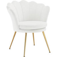 RELAXSESSEL Blumenform, Samtbezug, Weiß+Gold - Goldfarben/Weiß, Textil/Metall (68/75/62cm) - Woltu