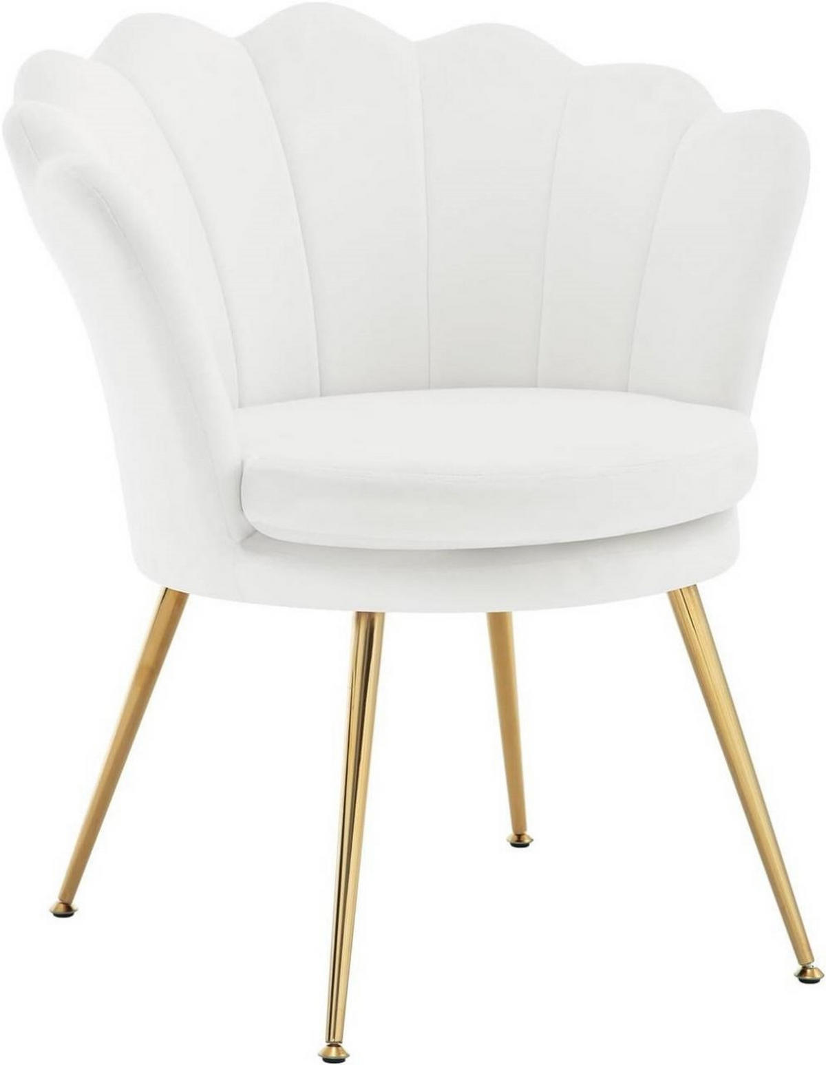 RELAXSESSEL Blumenform, Samtbezug, Weiß+Gold - Goldfarben/Weiß, Textil/Metall (68/75/62cm) - Woltu