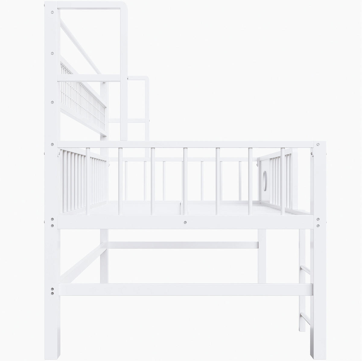 KINDEREINZELBETTEN aus Metall 90x200 cm in Weiß mit Stauraum - Weiß, Metall (90/200cm) - Modfu