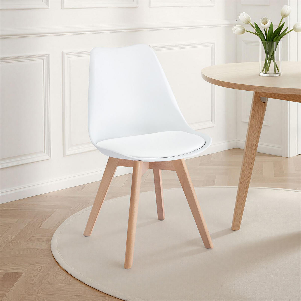 ESSZIMMERSTÜHLE ABBY 4er-Set weiß - Weiß, Holz (49/82/53cm) - IDIMEX