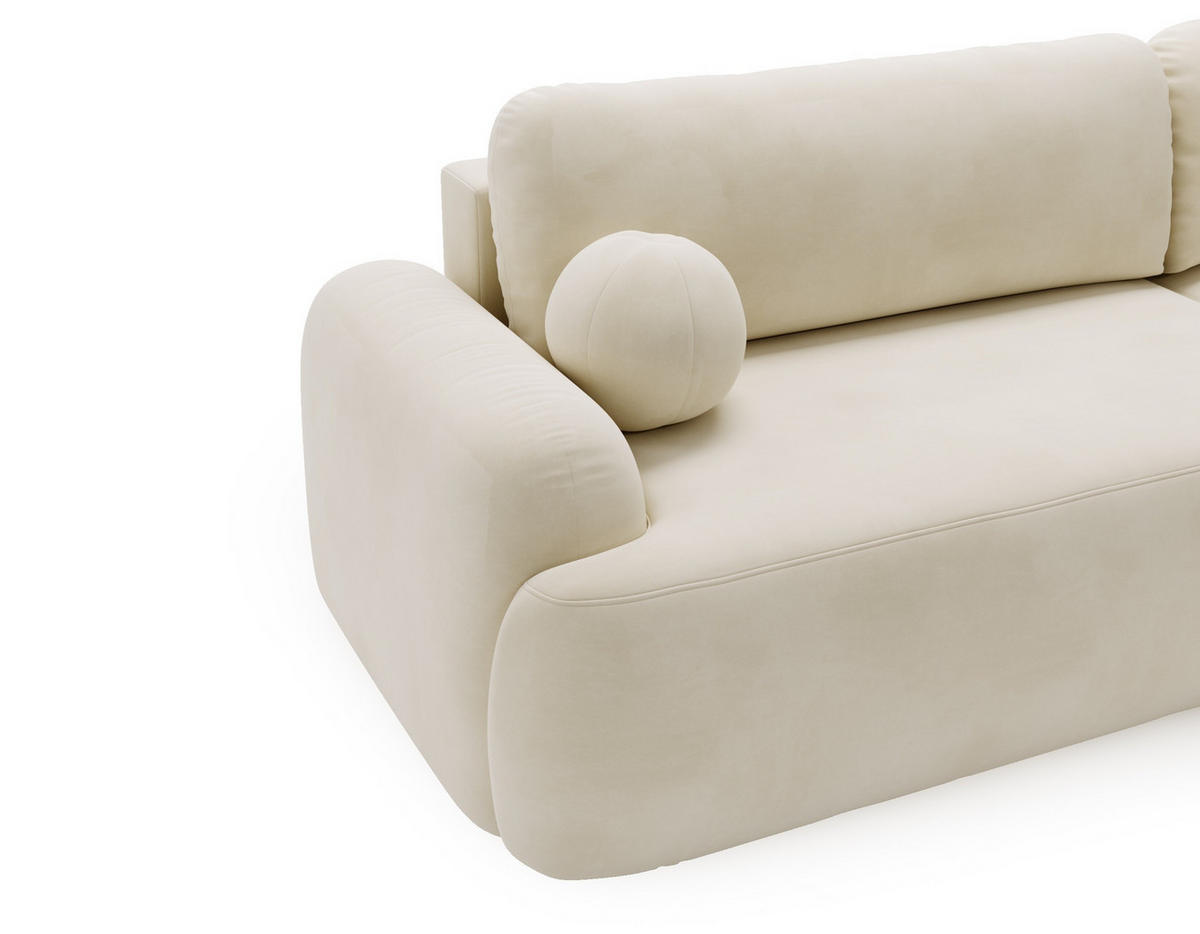 ECKSOFA Cloudy Creme, Sofa aus Velourstoff mit Kissen, rechte seite - Creme, Holzwerkstoff/Textil (261/177cm) - Bettso