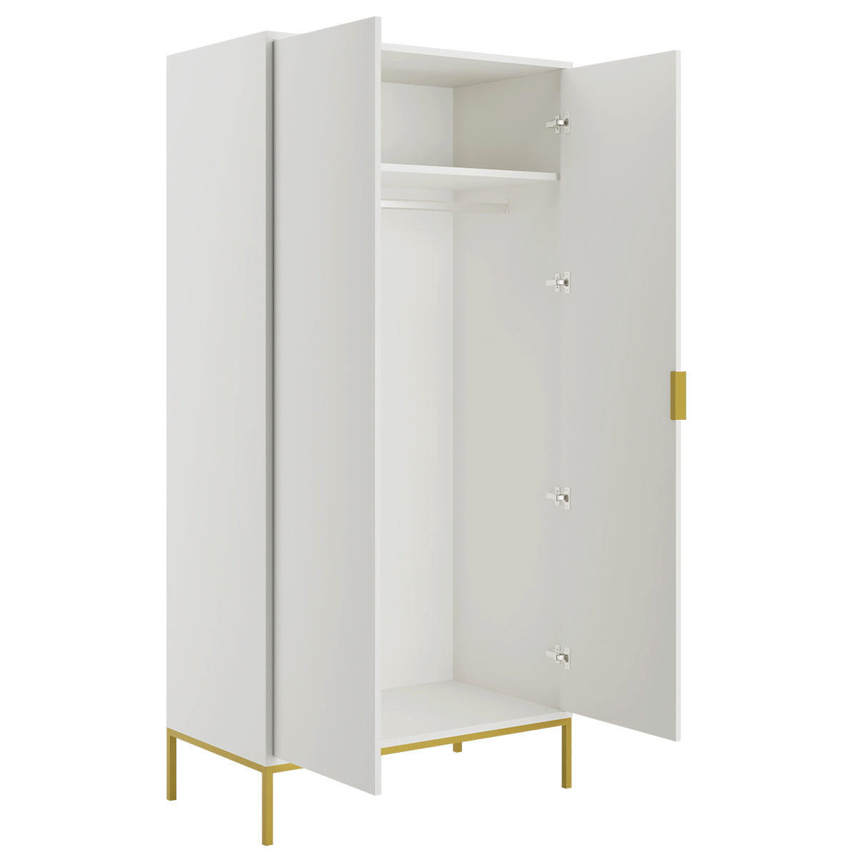 SCHRANK 2 Türen Seattle Weiß - Goldfarben/Weiß, Holzwerkstoff (100/205.4/55cm) - Petits-meubles