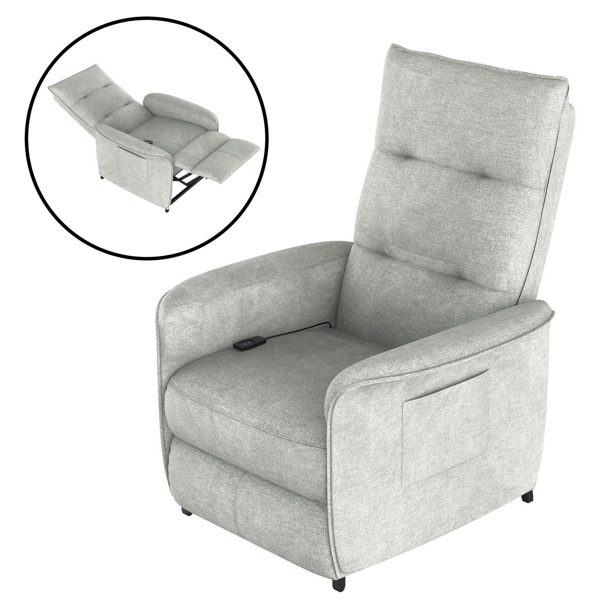 FERNSEHSESSEL Savukoski - Hellgrau, Textil (58/102/81cm) - [en.casa]