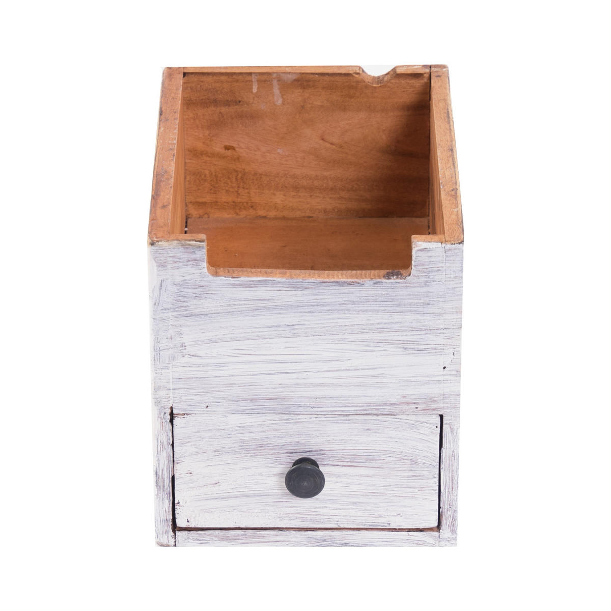 ORGANIZER File Mahagoni Massivholz, 1 Fach, 1 Schublade Weiß-natur - Weiß, Holz (26/19/20cm) - DESIGN DELIGHTS