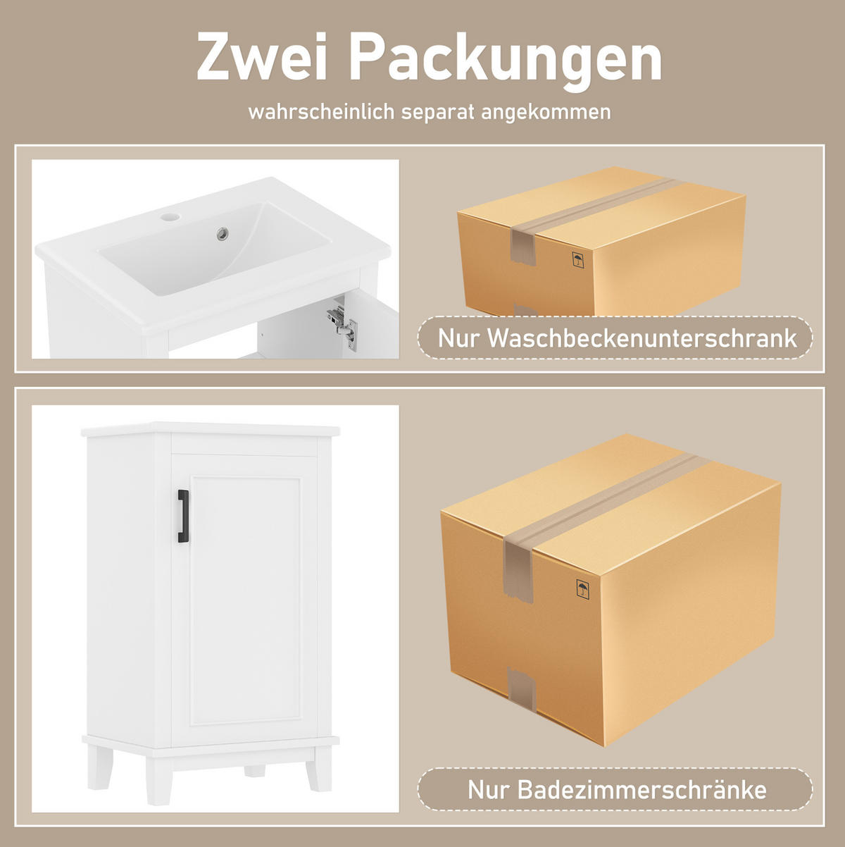 WASCHTISCHKOMBI 51/83/34 cm Weiß aus Keramik und MDF mit integriertem Keramikwaschbecken - Weiß, Holzwerkstoff (51/83/34cm) - OKMYHOME