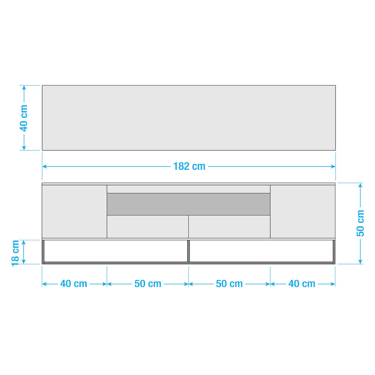 TV-LOWBOARD - Grau, Holzwerkstoff (182/50/40cm) - home24