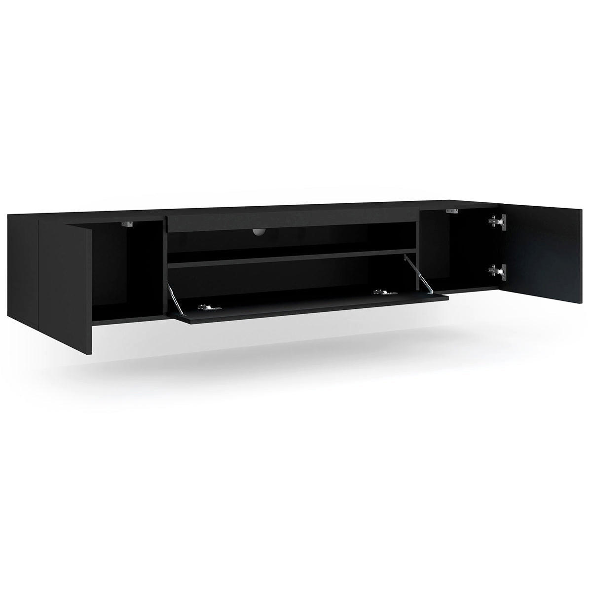 TV STOLÍK Aurus Čierna - čierna, kompozitné drevo (200/36/37cm) - Petits-meubles