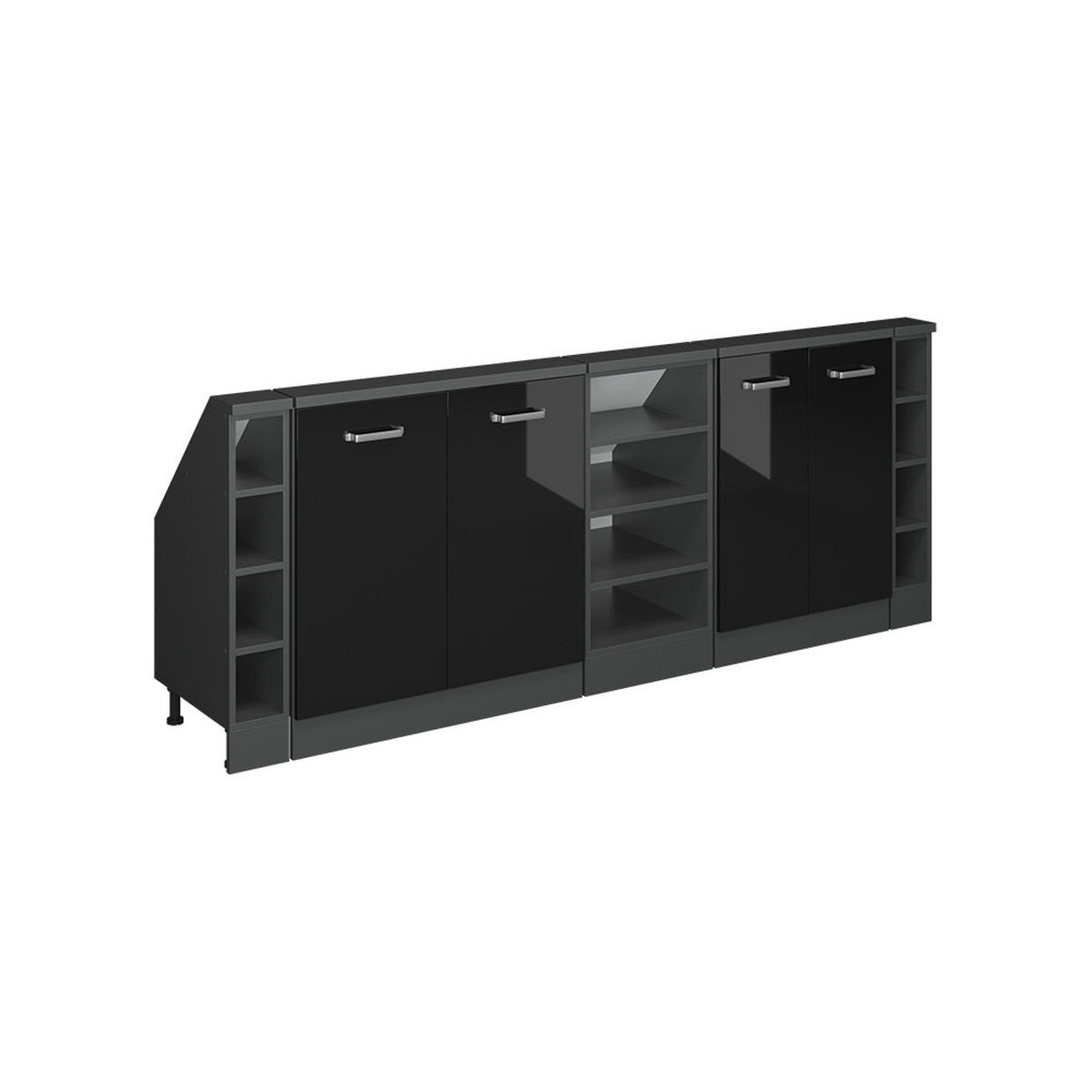 KUCHYŇSKÁ SKŘÍŇKA POD ŠIKMOU STŘECHU R-Line Vysoce lesklá černá/antracitová - černá/antracitová, kompozitní dřevo (210/81.6/46cm) - Vicco