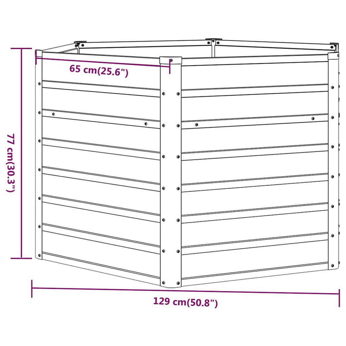 HOCHBEET Rostig 129/129/77 Cm Cortenstahl - Braun, Metall (129/77/129cm) - vidaXL