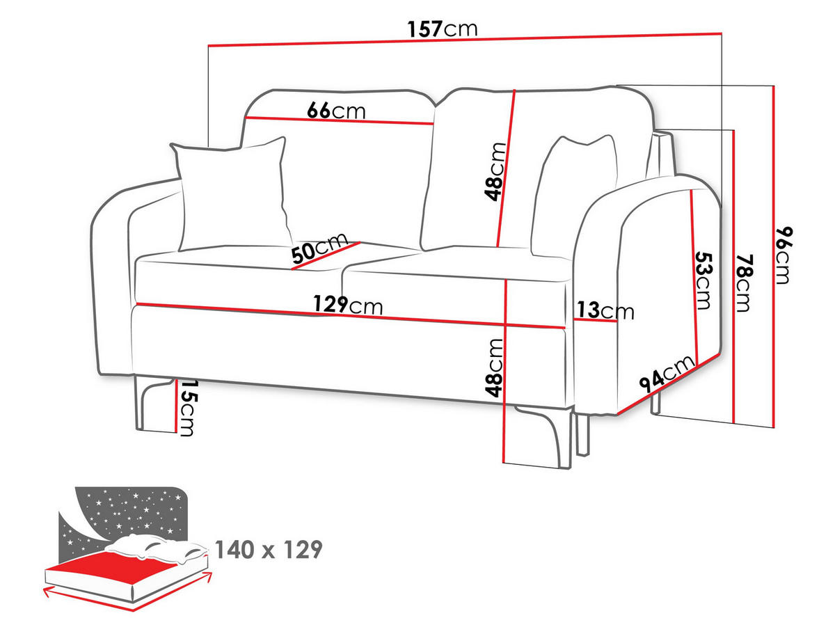 SCHLAFSOFA Venice Small - Schwarz/Grün, Holz/Textil (157/96/94cm) - MIRJAN24