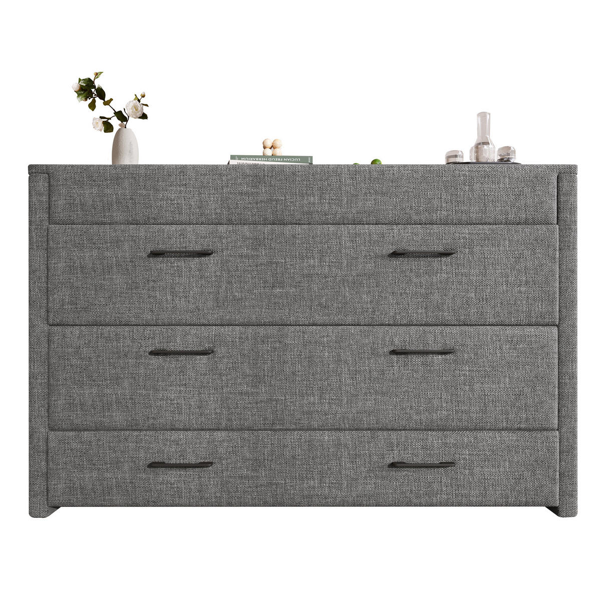 BETT 140/200 cm Grau mit Schublade und USB- und Type-C-Anschlüssen - Grau, Textil (140/200cm) - Flora Grace