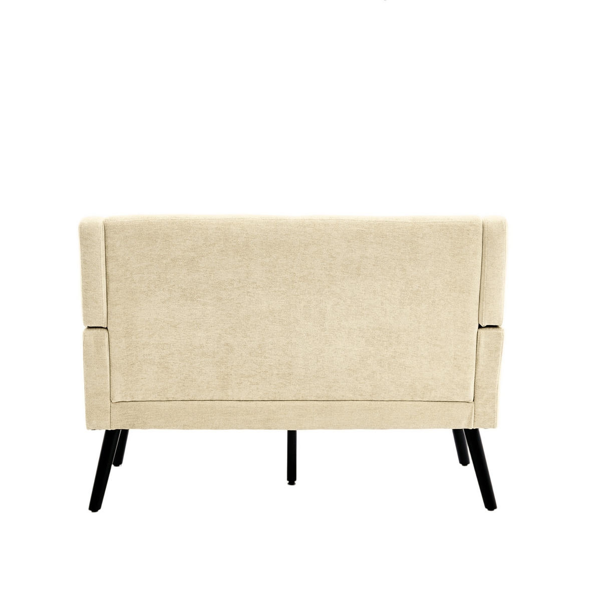 SITZBANK 2-Sitzer Leinenbezug mit Knopfheftung, Massivholzbeinen 119/75/88 cm Beige - Beige, Textil (75/88/119cm) - Redom
