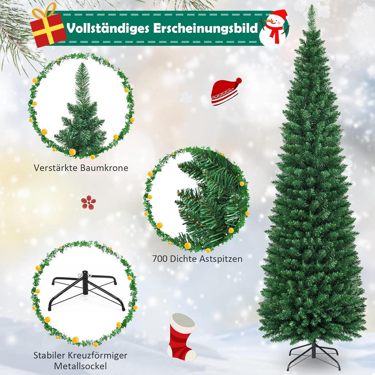 WEIHNACHTSBAUM 210cm Grün - Grün, Kunststoff (210cm) - COSTWAY